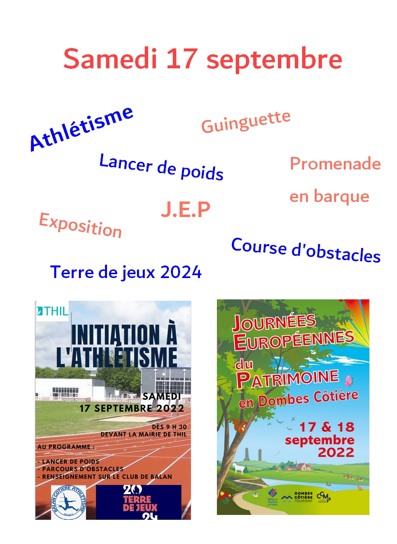 Samedi 17 septembre : initiation à l’athlétisme et Journées Européennes du patrimoine