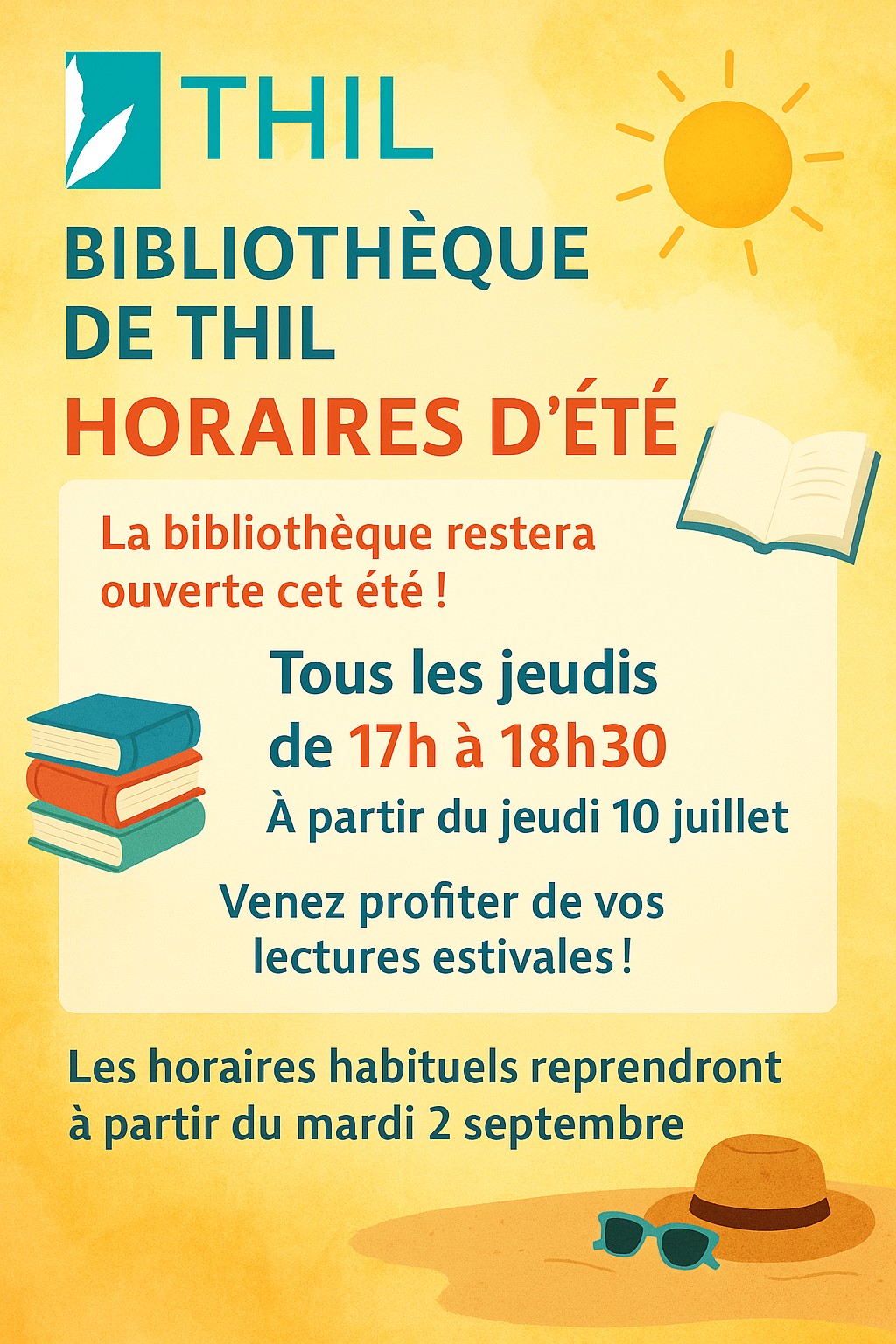 Horaires d’été – Bibliothèque