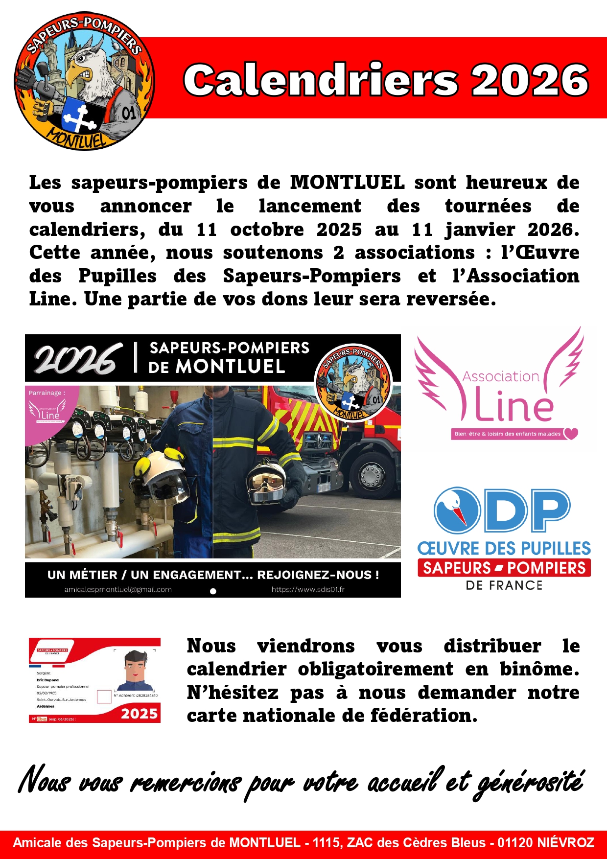 Tournée des calendriers des pompiers