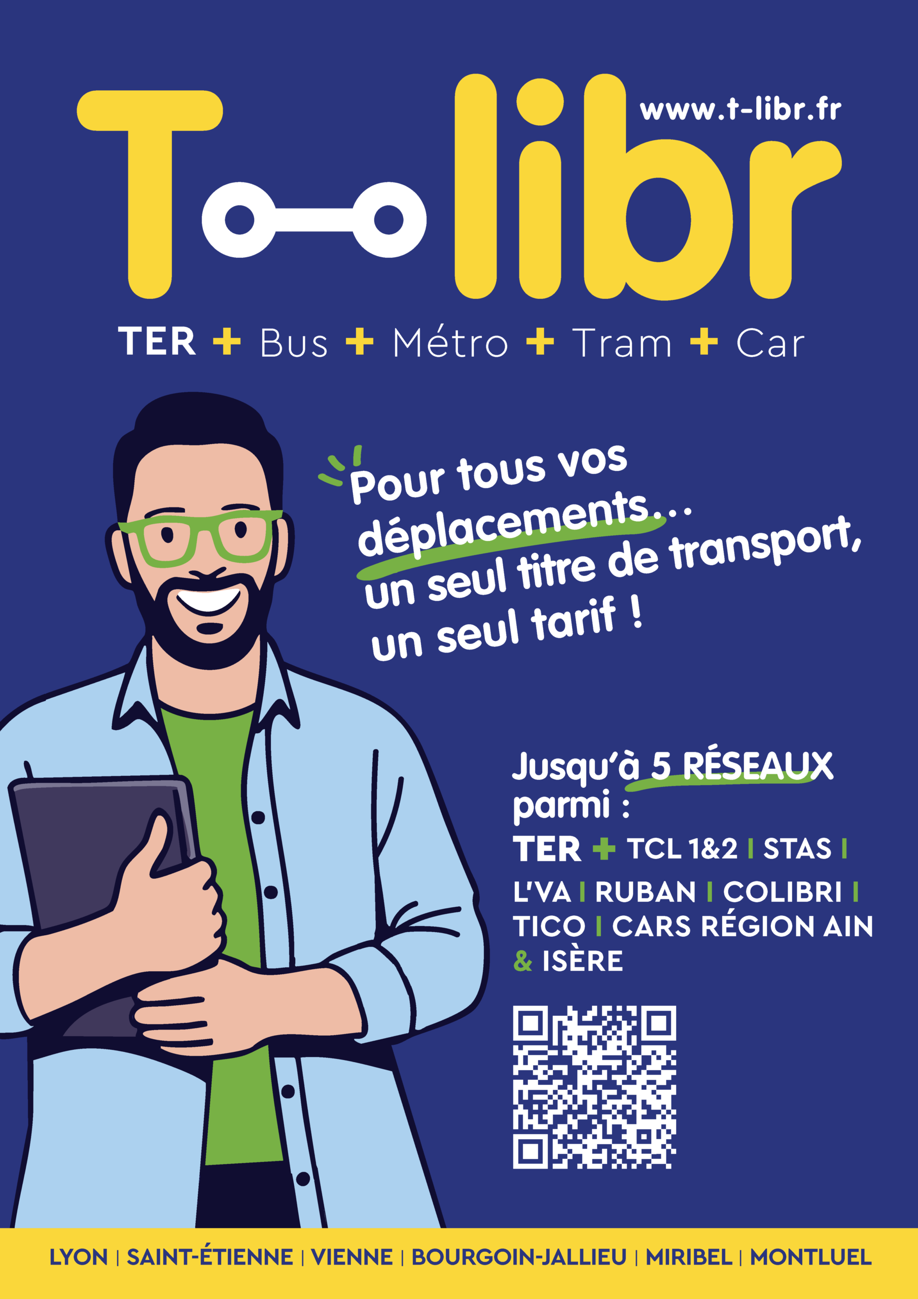 Simplifiez vos déplacements avec T-Libr ! Un titre de transport tout-en-un pour voyager librement entre la CCMP et Lyon.