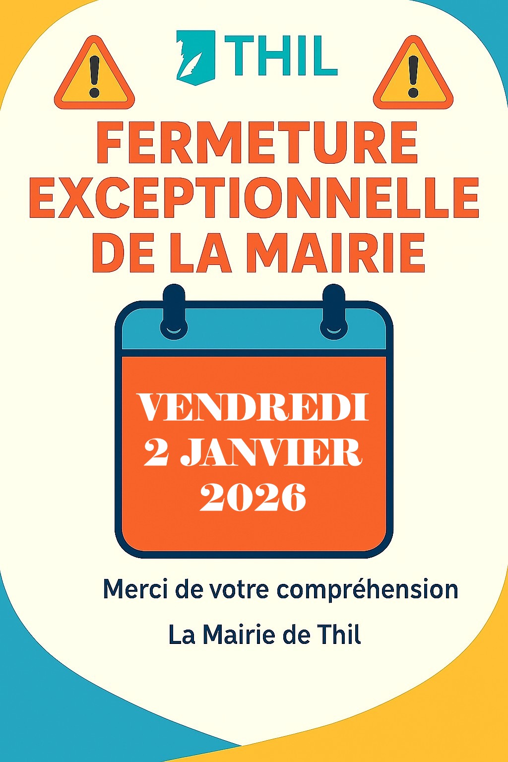 FERMETURE MAIRIE 2 JANVIER